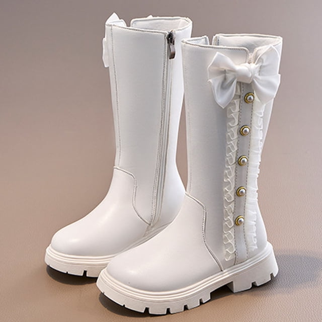 Elvqul Boots for Girls,Girls Shoes,Winter Zipper Riding Boot Faux Leather Size 10 Girls