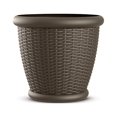 thumbnail image 1 of Suncast Willow 18 Inch Diameter Resin Decorative Wicker Patio Planter Pot, Java, 1 of 8