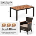 thumbnail image 3 of Costway 7 Pieces Outdoor Wicker Dining Set with Acacia Wood Table and 6 Stackable Chairs, 3 of 10