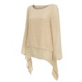 thumbnail image 4 of pxiakgy T-Shirts pour Femmes Mode Grande Taille Irrégulier Décontracté Lin Manches Longues Col Rond blouse T-Shirts Femmes beige + 3TG, 4 of 9