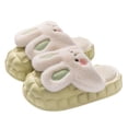 thumbnail image 1 of Womens Furry Slippers Plush Lining Cute Rabbit Removable Memory Foam Thick Bottom Soft Sole Comfortable Non-Slip Warm Winter Home Slippers Green-02, 1 of 7