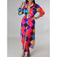 thumbnail image 1 of Tralilbee Nouvelle Robe Blouse Style Manches Longues Décontractée Mode Manches Imprimé Robe de Fête pour Dames Bouton Tenue d'Intérieur Col à Revers Mode Urbaine Fête d'Anniversaire, 1 of 5