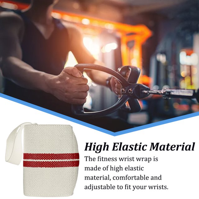 Becaristey Elastic Adjustable Wrist Wrap Lifting Fitness Strap Hand Support Band Compression Professional Protective Wristband White+Red 1Set