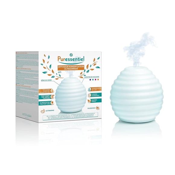 PURESSENTIEL - Diffuseur Humidificateur Ultrasonique API - Diffuseur d'Huiles Essentielles pour Aromathérapie et Purification