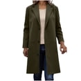 thumbnail image 1 of WRKEKC Coats for Women Long Sleeve Solid Color Button Multi Pocket Wool Blend Long Jacket Top for Daily Appeal and Functional Design, 1 of 5