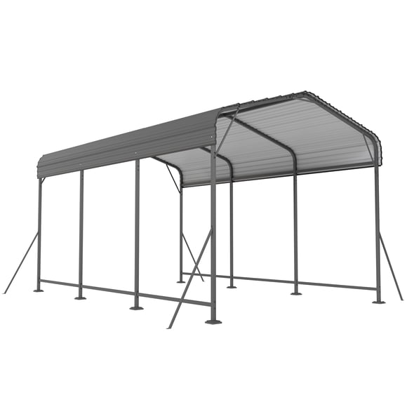 Outsunny Abri d'Auto en Métal 10 x 15 Pi, Auvent d'Abri d'Auto Robuste avec Toit en Acier