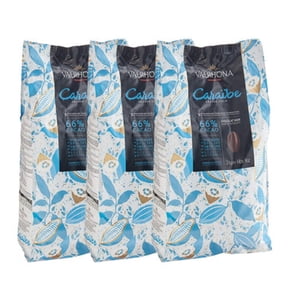 Valrhona Caraïbe 66% Fève de chocolat noir 6.6 Lb. - 3/Case – Fèves de cuisson au chocolat noir Grand Cru français premium en vrac, haricots chocolatés à la pâtisserie gastronomique pour Ganache, Enrobing et Molding