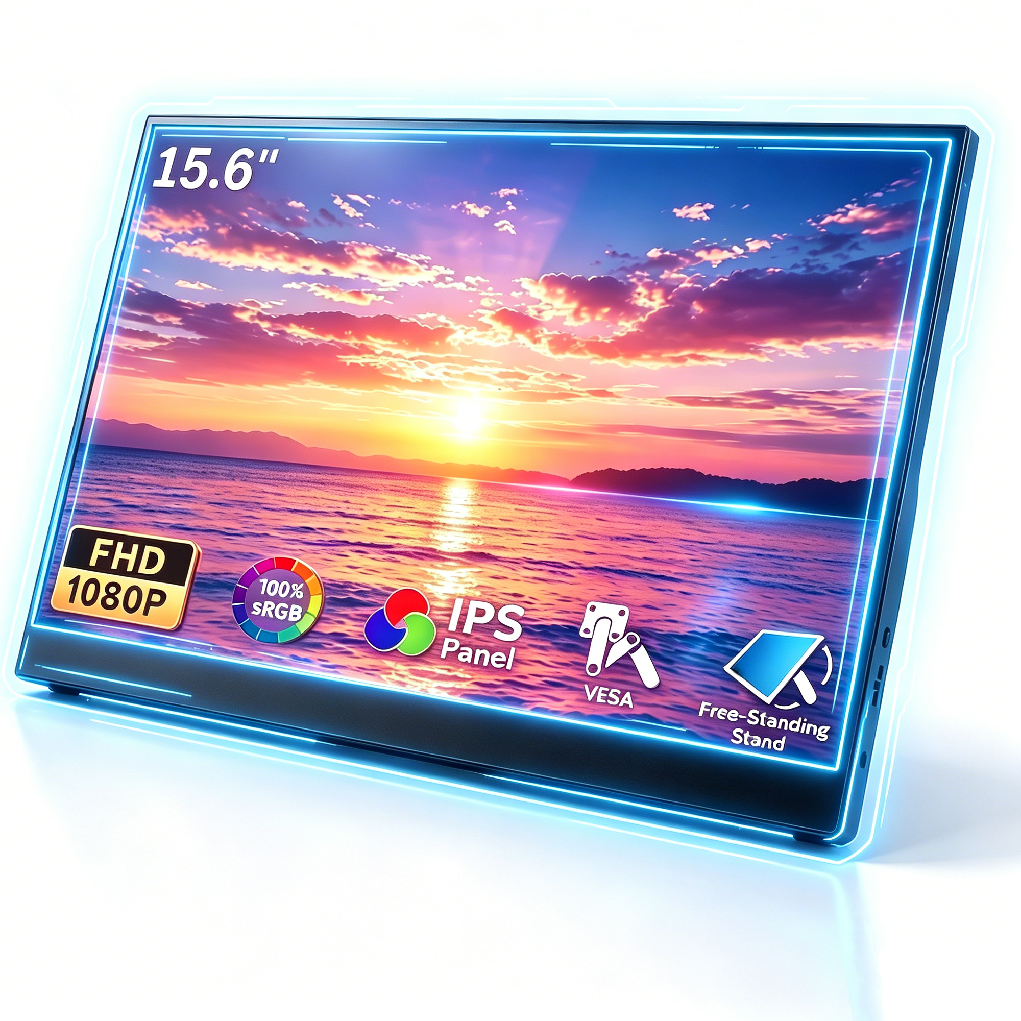 Portable Monitor Second Screen Travel 15.6" FHD IPS Laptop Screen Extender External Display USB-C HDMI Work Office Gaming for Windows Mac Android