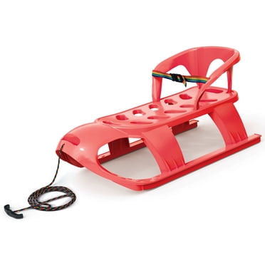 ArcticThrill Luge de Neige pour Enfants - Traîneau de Croisière sur Neige - Toboggan avec Corde de Traction, Dossier et Ceinture de Sécurité; Traîneau d'Hiver en Plastique pour Tout-Petits et Enfants