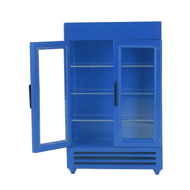 Dollhouse Refrigerator, Exquisite Workmanship Double Door Easy To Store Wood Dollhouse Fridge Portable Simulation For 1:12 Dollhouse White,Yellow,Black,Blue,Red