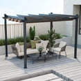 thumbnail image 2 of Gymax Auvent Rétractable en Aluminium pour Pergola Extérieure 10 X 12 Pi Abri Treillis à Vignes Brun, 2 of 10