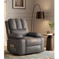 thumbnail image 3 of Garvee Oversized Wide Rocker Swivel Recliner Chair, PU Leather Large Manual Recliner, with 1.5X Sponge Filling, Gray, 3 of 8