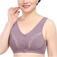 thumbnail image 1 of Push Up Padded Bras for Women Solid Sleeveless Plus Size Lingerie Front Four Button Wide Strap Tank Bra V-Neck Push-up Bra Feature Hook and Eye Closure Strapless Bra Style Y-70 , Purple 5XL, 1 of 5