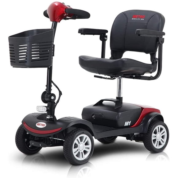Folding Mobility Scooter for Seniors 4 Wheel Scooter for Adults Electric Medical Scooter Compact for Travel - Compact Heavy Duty Mobile(Red)