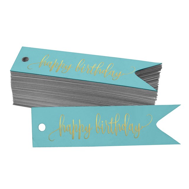 Inkdotpot Pack Of 50 Real Gold Foil Paper Tags Happy Birthday Favor Hang Tags