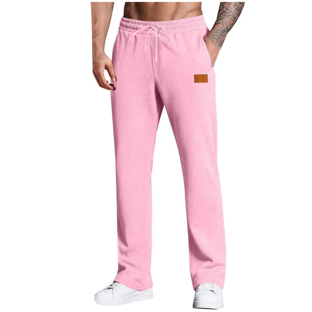 BLCHUNen Mens Sweatpants Fleece Drawstring Elastic Waist Straight Leg Athletic Gym Running Sports Workout Pants