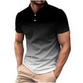thumbnail image 2 of EOYWHK Button Up Shirts Men Business Casual Golf Shirts Gradient Color Muscle Shirts Short Sleeve Collar Work Blouse, 2 of 6