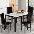thumbnail image 2 of Furlinkhm Dining Table Set for 4, Faux Marble Table with 4 PU Leather Chairs, Modern Kitchen Table and Chairs for 4, Small Kitchen Table and Chairs for Dining Room, Kitchen, White, 2 of 9