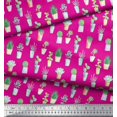 thumbnail image 3 of Soimoi Pink polyester Crepe Fabric Cactus Leaves Decor Fabric Printed Yard 52 Inch Wide, 3 of 3