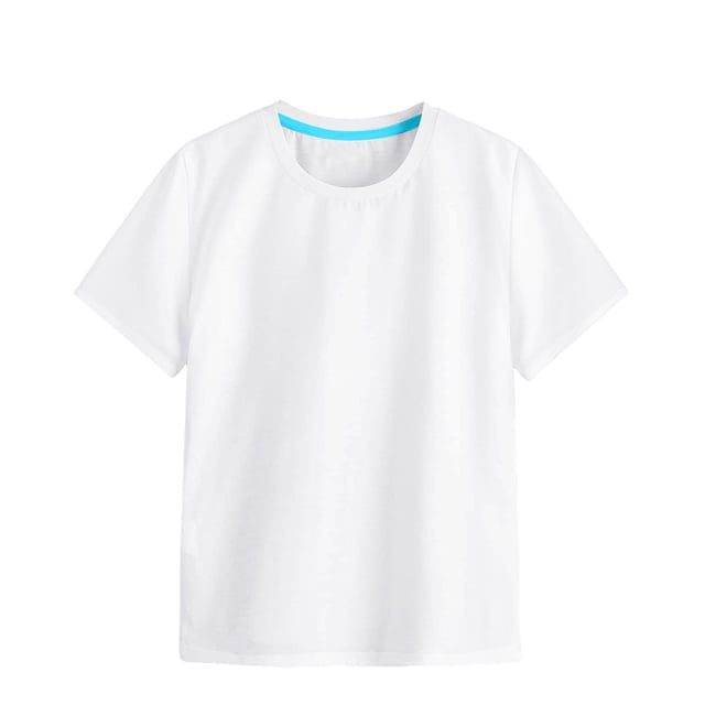 PMVFHDE T-Shirt à Manches Courtes d'Été Uni pour Enfants à Col Rond - Haut Léger, Respirant et Doux Blanc, 7-8 Ans