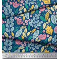 thumbnail image 3 of Soimoi Blue Poly Georgette Fabric Artistic Leaf & Floral Fabric Prints By Yard 42 Inch Wide, 3 of 5