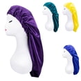 thumbnail image 3 of Elastic Stain Bonnet Breathable Multifunctional Wide Edge Long Hair Sleeping Hats Wrap Bonnet for Female, 3 of 11