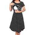 thumbnail image 2 of 2025 Nouvelle Robe de Maternité Décontractée à Rayures pour Femmes Robes pour Femmes Grande à Manches Courtes Robe d'Allaitement d'Automne Longues Robes à Rayures Robe de Maternité Multifonction à Rayures, 2 of 8