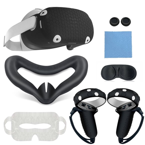 DEBGFS Casque VR Noir Lunettes VR avec Poignée Accessoires VR Haut de Gamme en Silicone Blanc,Noir
