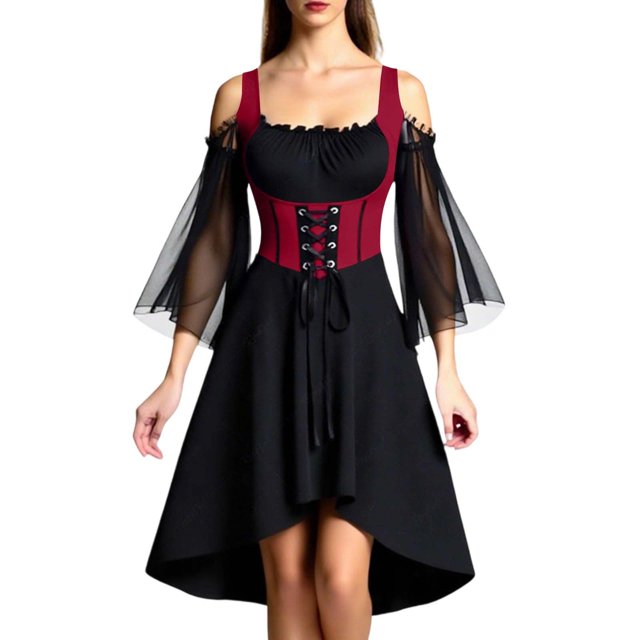 DuoJiaJ Robe Gothique Médiévale Élégante pour Fête et Cosplay Performance sur Scène