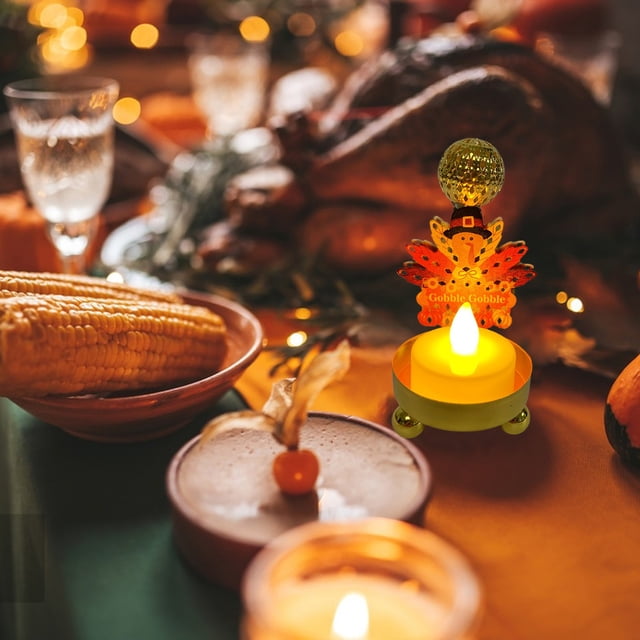 Fridja Christmas Clearance LED Electronic Candlestick Iron Painted Turkey Maple Modeling Lamp Thanksgiving Night Light Ornaments