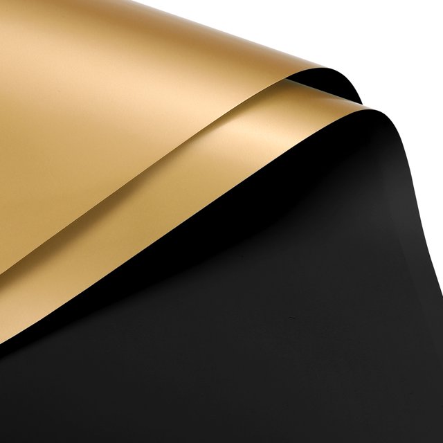 Unique Bargains Double Sided Color Flower Wrapping Paper Black+Gold 22.8'x22.8' Waterproof 10 Pack