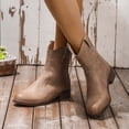 thumbnail image 4 of Cameland Bottes Mi-Mollet Rétro Unies pour Femmes Talons Moyens Bottes à Bout Rond Bottes à Fermeture Éclair Arrière, 4 of 5