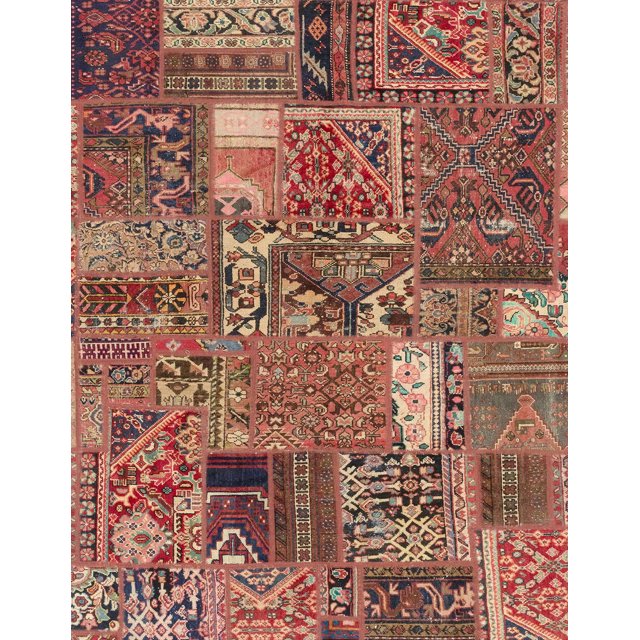 Ahgly Company Tapis d'Intérieur Rectangulaires Abstraits Brun Rouge Patchwork, 6 Pieds x 9 Pieds