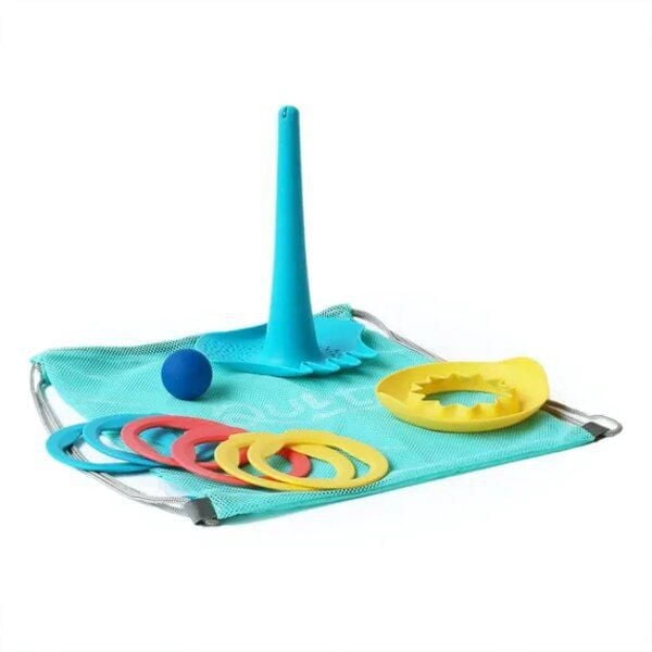 Quut - Set de Plage Triplet - Kit de Jouets de Sable Multifonctionnel avec Pelle, Râteau, Tamis, Jeu de Pétanque, Formeur de Sable Magique - Plastique Durable - Parfait pour Plage, Jardin & Jeu en Ple