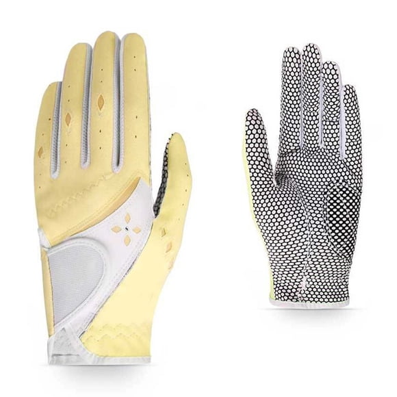 Maoww Gants de Golf pour Femme en Cuir Antidérapants Respirants Entraînement à Domicile Mise en Forme Sports de Plein Air Pratique Entraînement Mitaines pour Femme Dames Jaune Taille 18