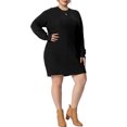 thumbnail image 1 of GRACE & GRANDEUR Robe Chandail Grande Taille pour Femmes à Manches Longues en Tricot, Chandail Court, Robes Chandail Armée 1X Noir, 1 of 7