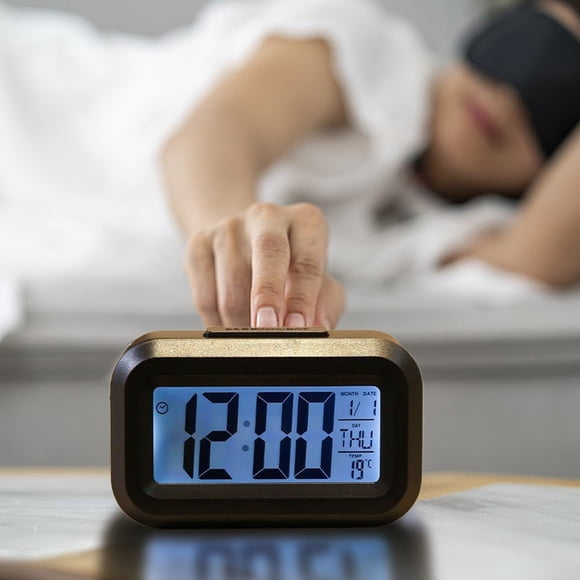 Dvkptbk LED Night Light Alarm Clock Multi Functional Snooze Alarm Clock with Timed Night Light Bedside Electronic Small Alarm Clock