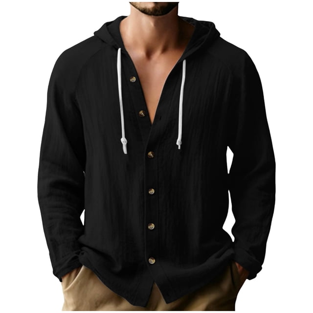 RXMEKW Cardigan à Capuche Uni pour Hommes avec Boutons devant et Manches Longues