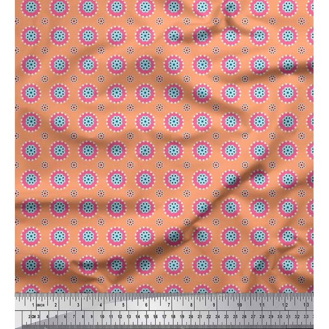 Soimoi Poly Georgette Fabric Flower Artistic Fabric Prints by Yard 52 Inch Wide