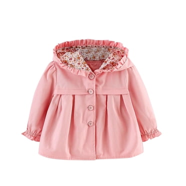 XASZHN Toddler Casual Spring Fall Hooded Jackets Windbreaker Jacket Outwear Coat Baby Girls for Outdoor Activities Jackets for Girls Pink 12-18 Months