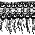 thumbnail image 1 of Kiddo 6.5" White Black Peacock Feather Pattern Venice Lace Fringe Trim by Yard, 1 of 1