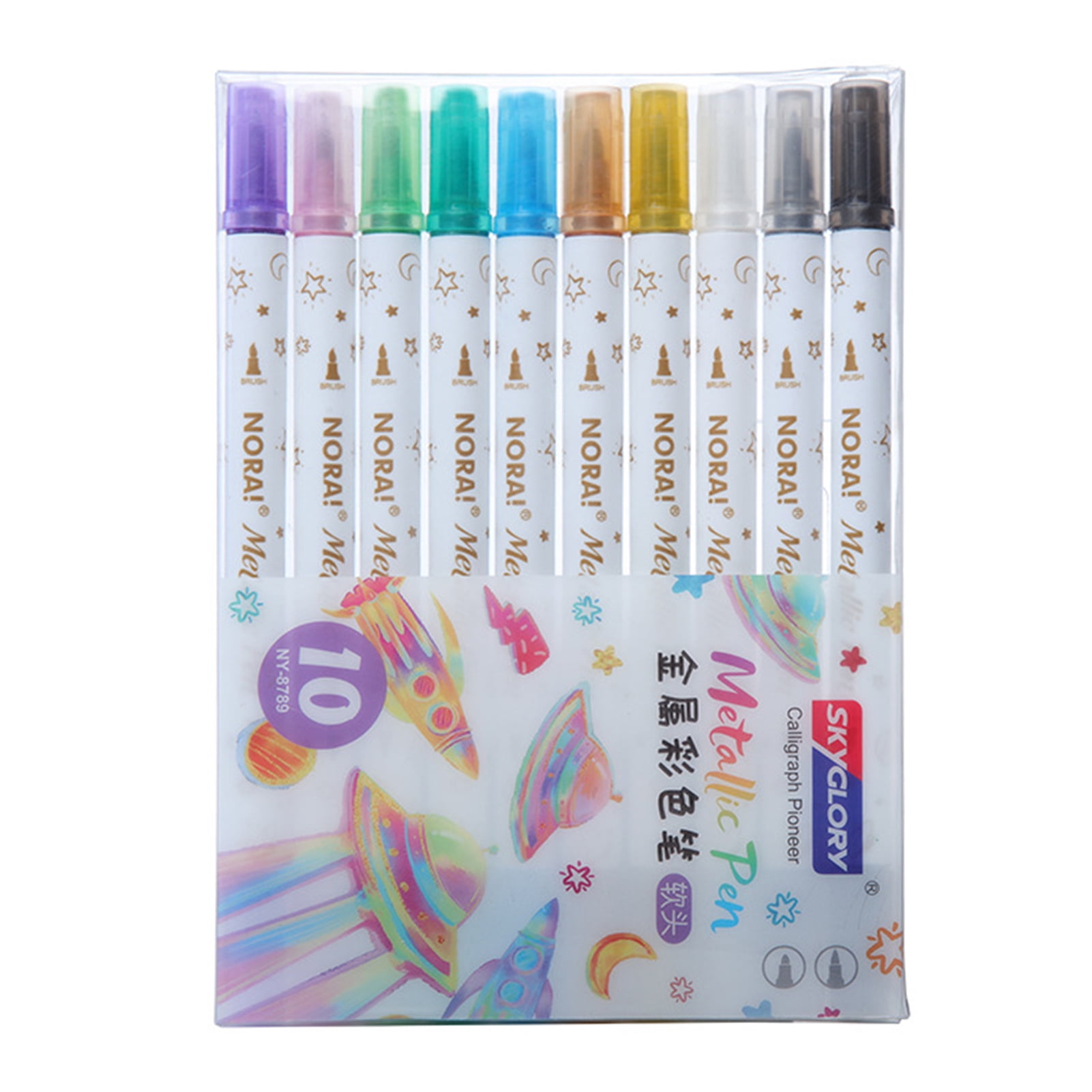 Amdohai 10 Colors Highlighters Set Double Tipped Colored Pens Felt Tip Marker Pens Assorted Colors for Teachers and Students Notes Taking Reading Painting Artists Sketching