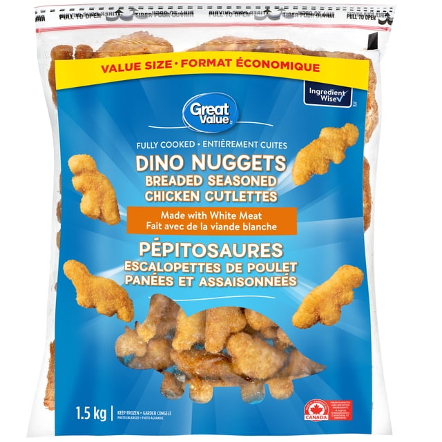 Great Value Frozen Chicken Dino Nuggets Packaged Appetizers, 1.5 kg, 1.5 kg