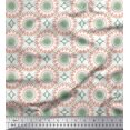 thumbnail image 1 of Soimoi White Japan Crepe Satin Fabric Mandala Geometric Print Fabric by Yard 42 Inch Wide, 1 of 5