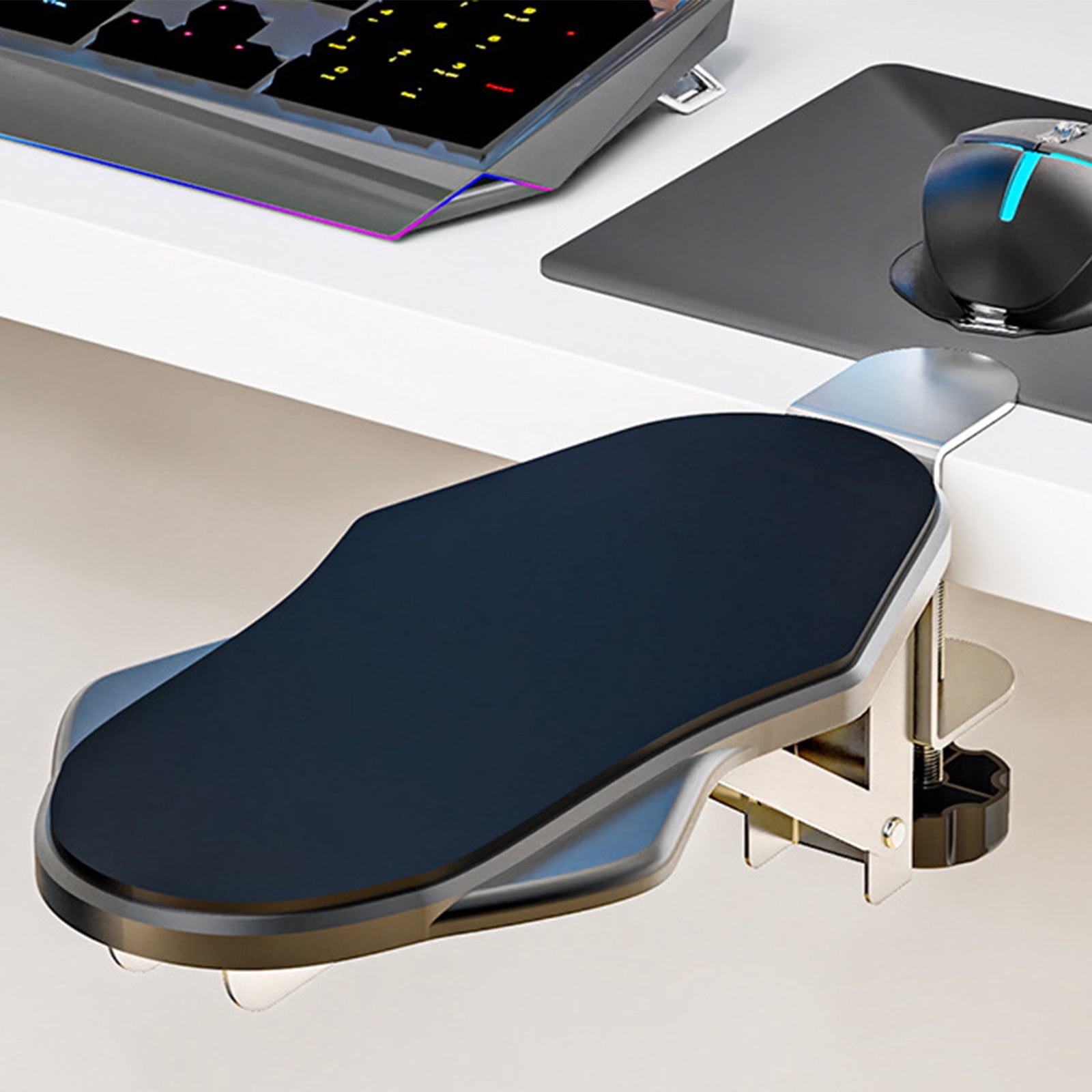 COFEST Ergonomics Desk Extender Tray, Table Mount Arm Wrist Relaxing Shelf, 90° Foldable Elbow Arm Support, Clamp On Computer Arm Relaxing for Desk, for Office Home Black