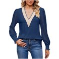 thumbnail image 1 of Birdeem Women's Solid Colored V-Neck Long Sleeve Textured Fallow Jacket Tops Blouse, 1 of 1
