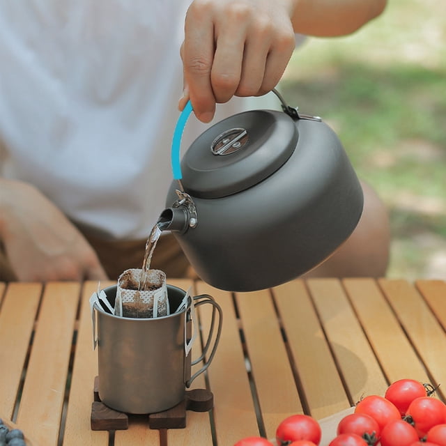 Dvkptbk Bouilloire d'Extérieur Portable 800 ml Légère en Acier Inoxydable Bouilloire de Camping et Théière de Camp Portable pour Bushcraft et Usage Extérieur Camping et Randonnée