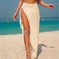 thumbnail image 2 of Women's Ruffle Cover Up Skirt Asymmetrical Hem with Lace-Up Detail, Feminine Beach Layer for Sun Protection, 2 of 8