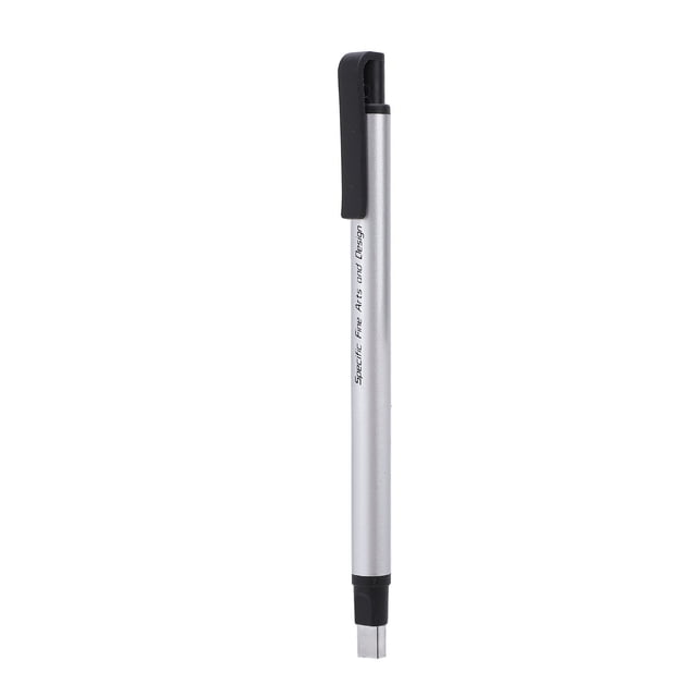 Pen Style Eraser, Easy To Use Accurate Application Eraser Pen for School Office Black,Silver