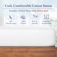 thumbnail image 2 of California Design Den Double Fitted Sheet Only, Softest 400 Thread Count 100% Cotton Sateen, Deep Pocket, All-Around Elastic, Side Indicators - Bright White, 2 of 7